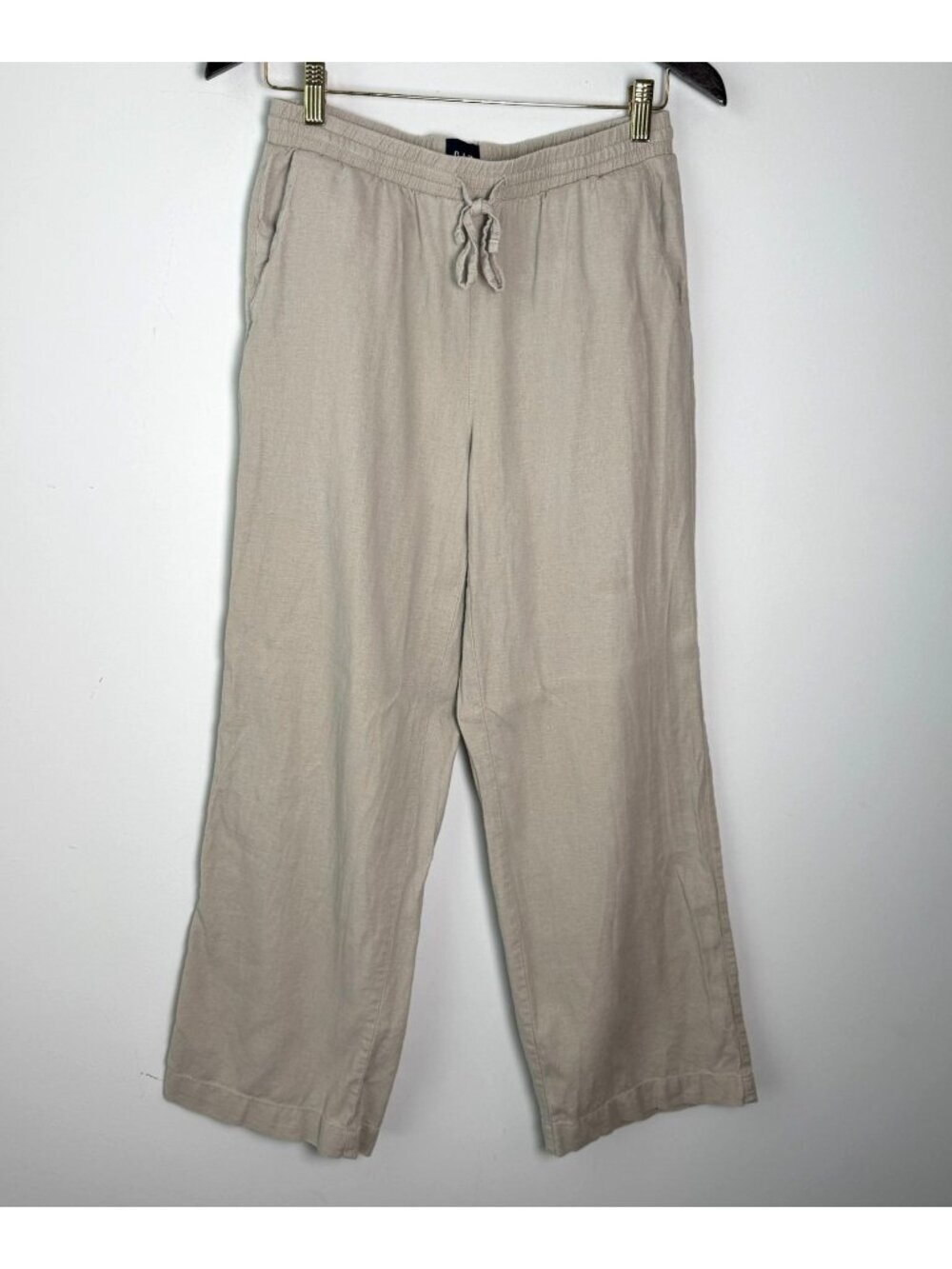 Gap Vintage Womens Linen Blend Pull On Wide Leg Pants Tan Size XS Y2K - Picture 2 of 7